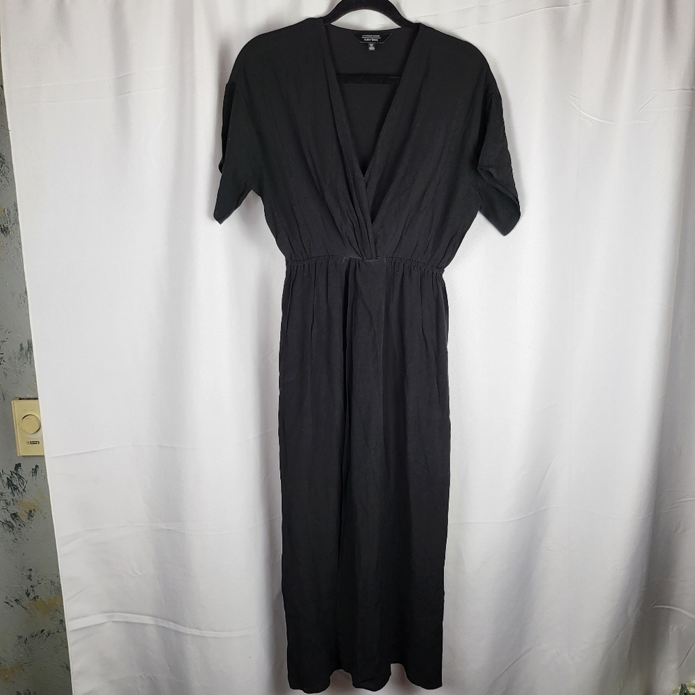 & other stories Solid black short sleeves Midi Dress Size 4